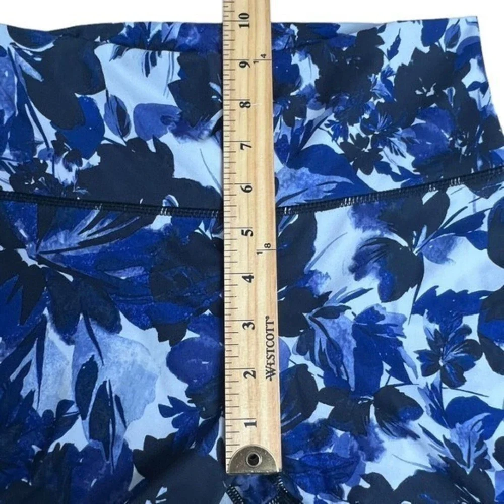 Fabletics Womens Purple Black‎ Floral Cashel Foldover Powerform Leggings Small